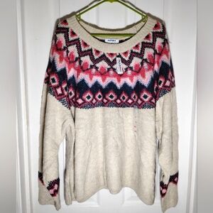 Old Navy Festive Craft Natural Fair Isle Sweater
